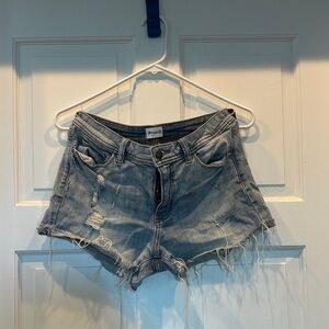 Denim Blue Distressed Jean Shorts